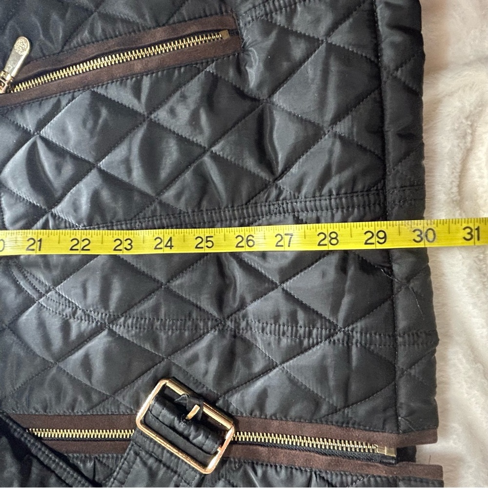 Vince Camuto Black Quilted Jacket with Brown Trim and Gold Accents Size 1X - Picture 6 of 14